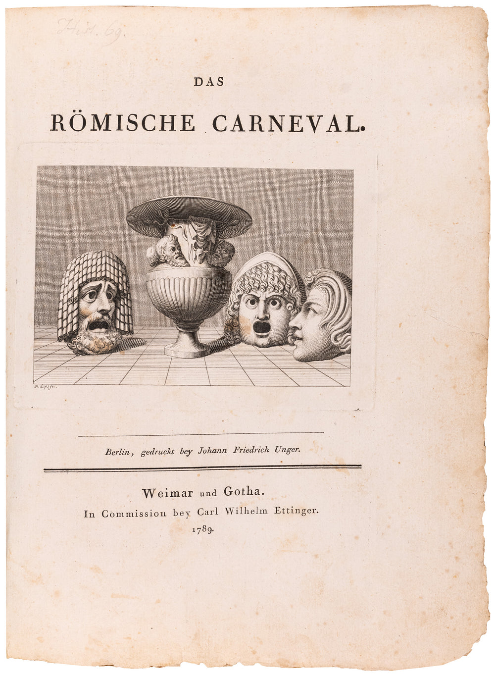 Das Römische Carneval: the famously rare first edition, entirely uncut and preserving both illustrated wrappers