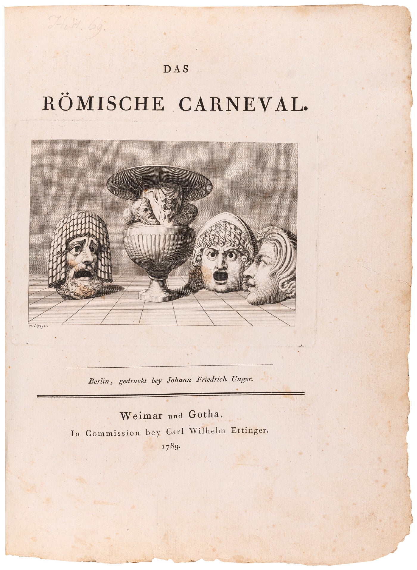 Das Römische Carneval: the famously rare first edition, entirely uncut and preserving both illustrated wrappers