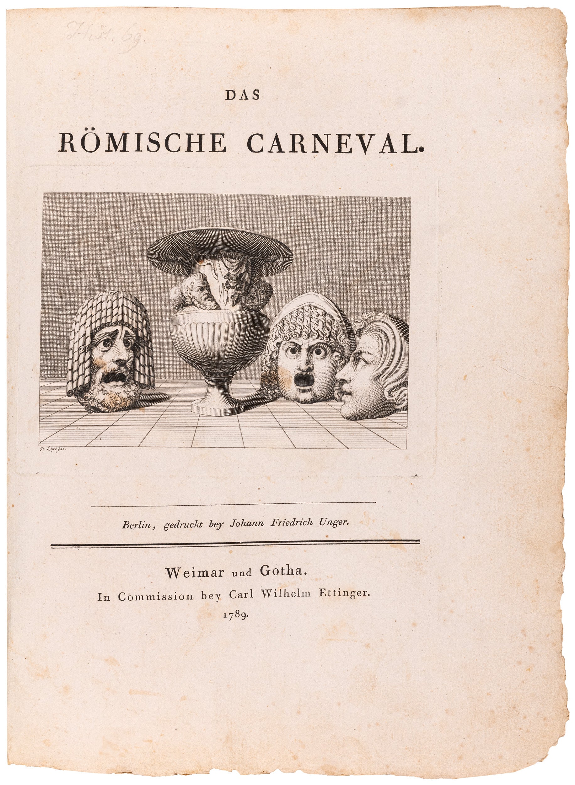 Das Römische Carneval: the famously rare first edition, entirely uncut and preserving both illustrated wrappers