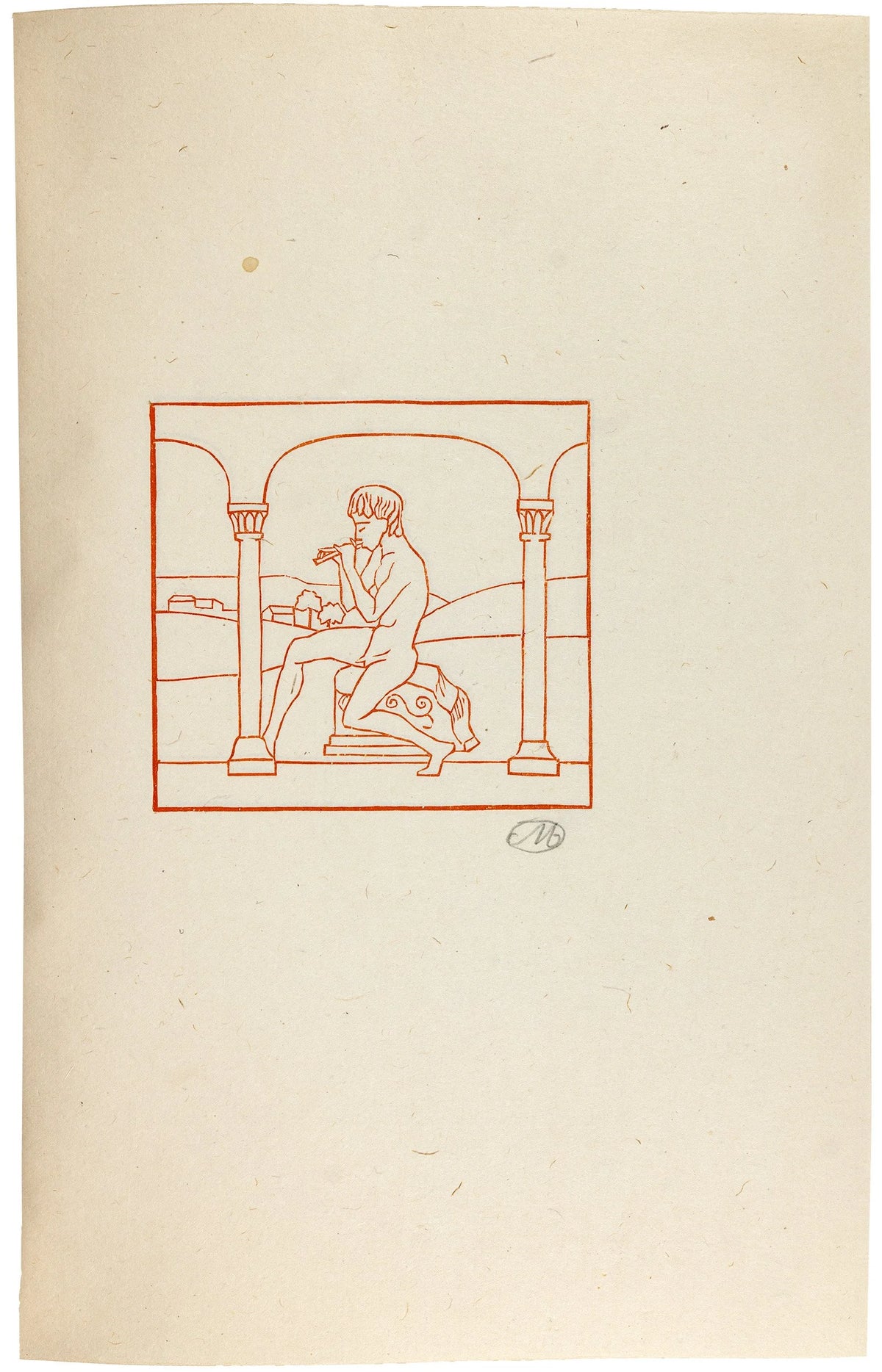 Les Églogues de Virgile, Cranach-Presse 1926, vellum copy C — suite woodcut in red