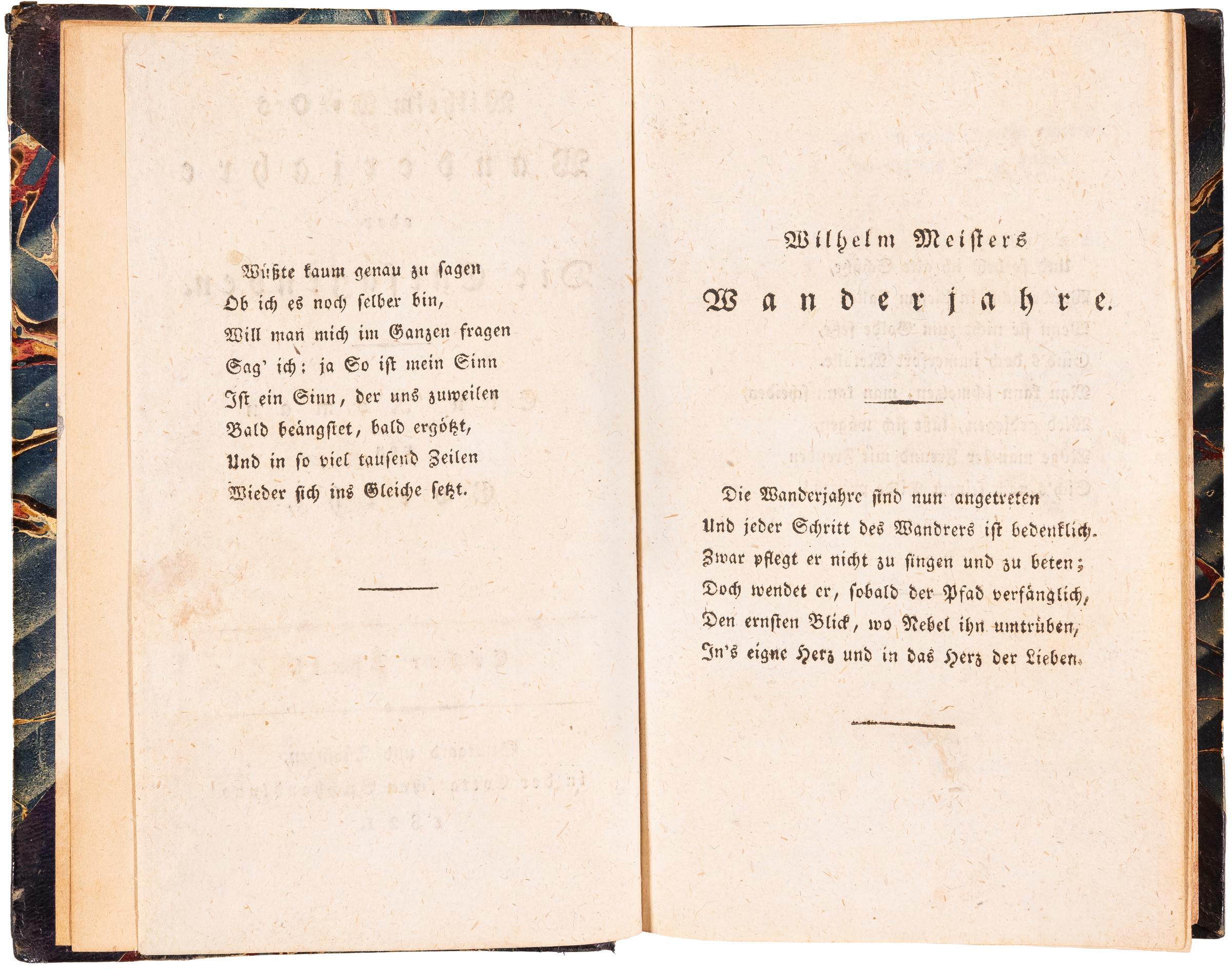 The first edition of the first version of Wilhelm Meisters Wanderjahre, from the library of Victor Lange