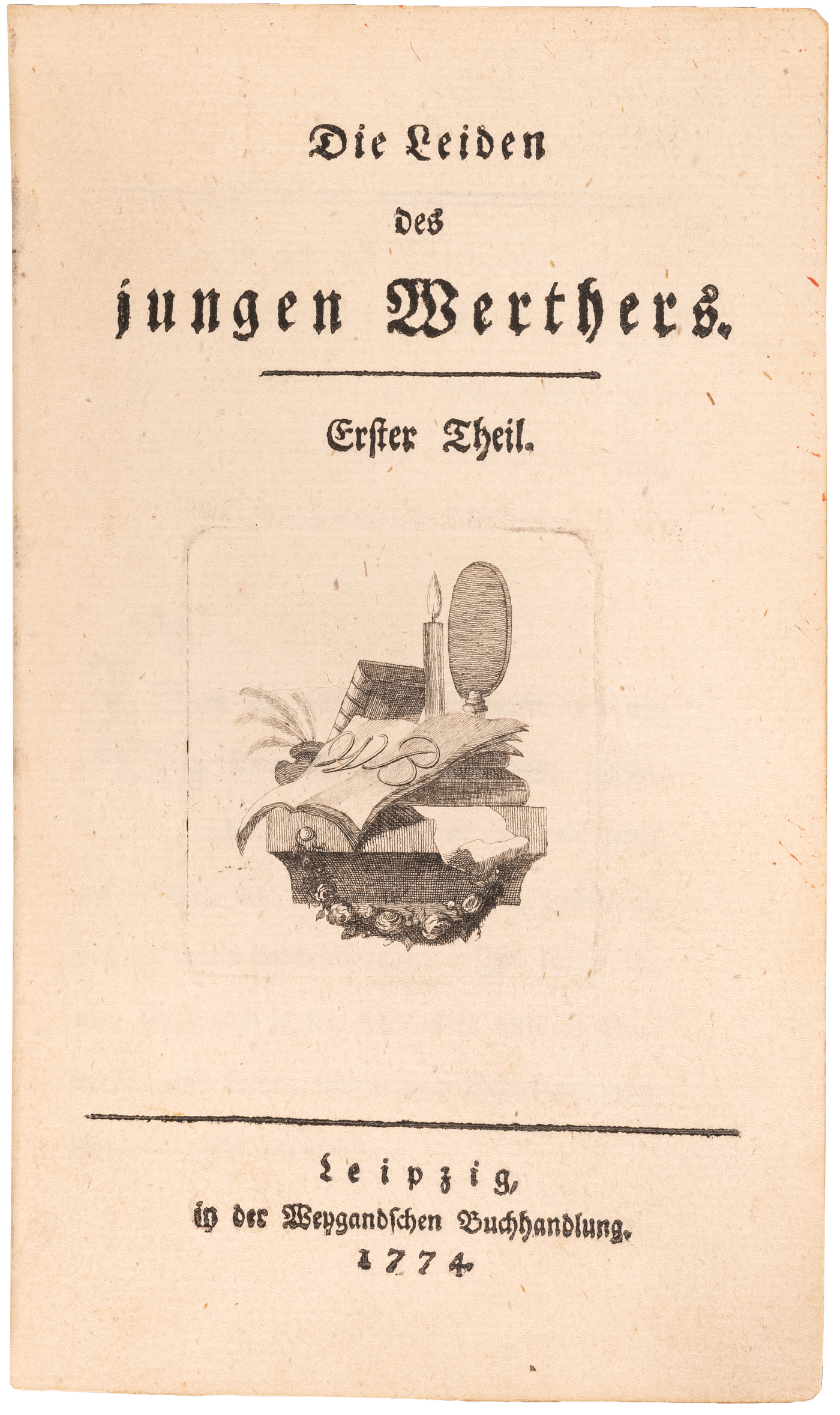 The first edition of Goethe’s Werther: among the finest copies imaginable,  in contemporary gilt half-leather