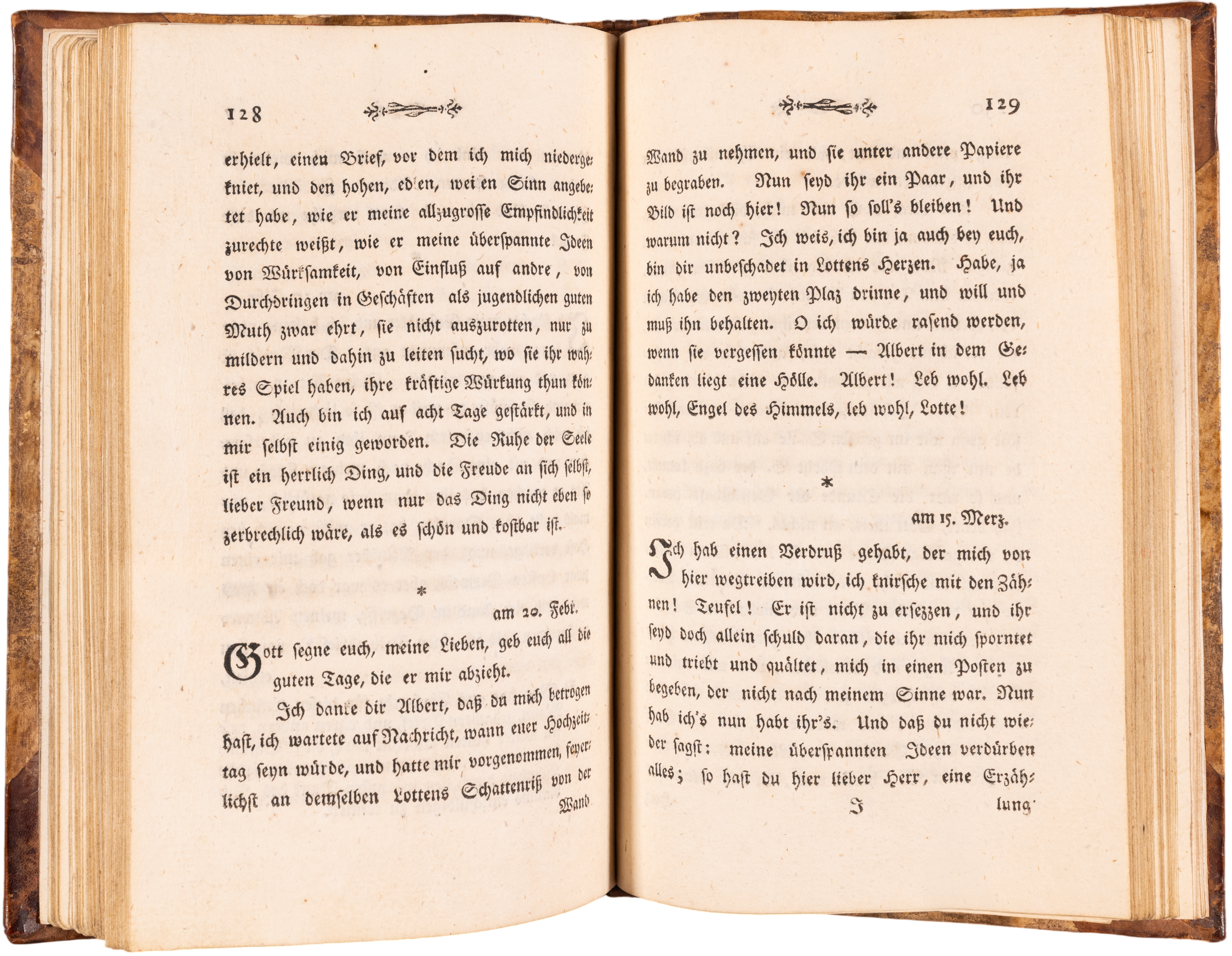 The first edition of Goethe’s Werther: among the finest copies imaginable,  in contemporary gilt half-leather