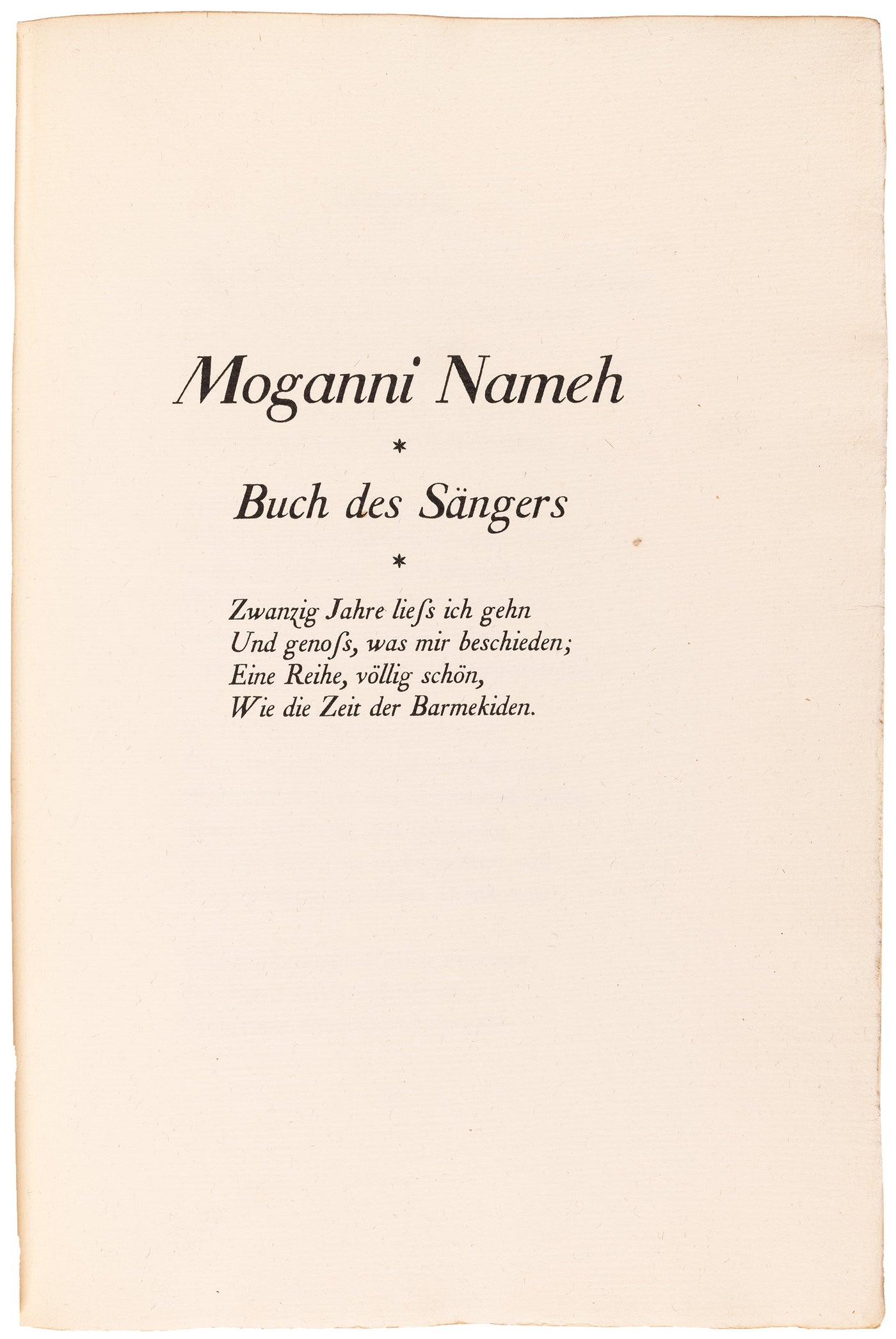 The third Druck für die Hundert of the West-östlicher Divan, in a signed Sonntag vellum