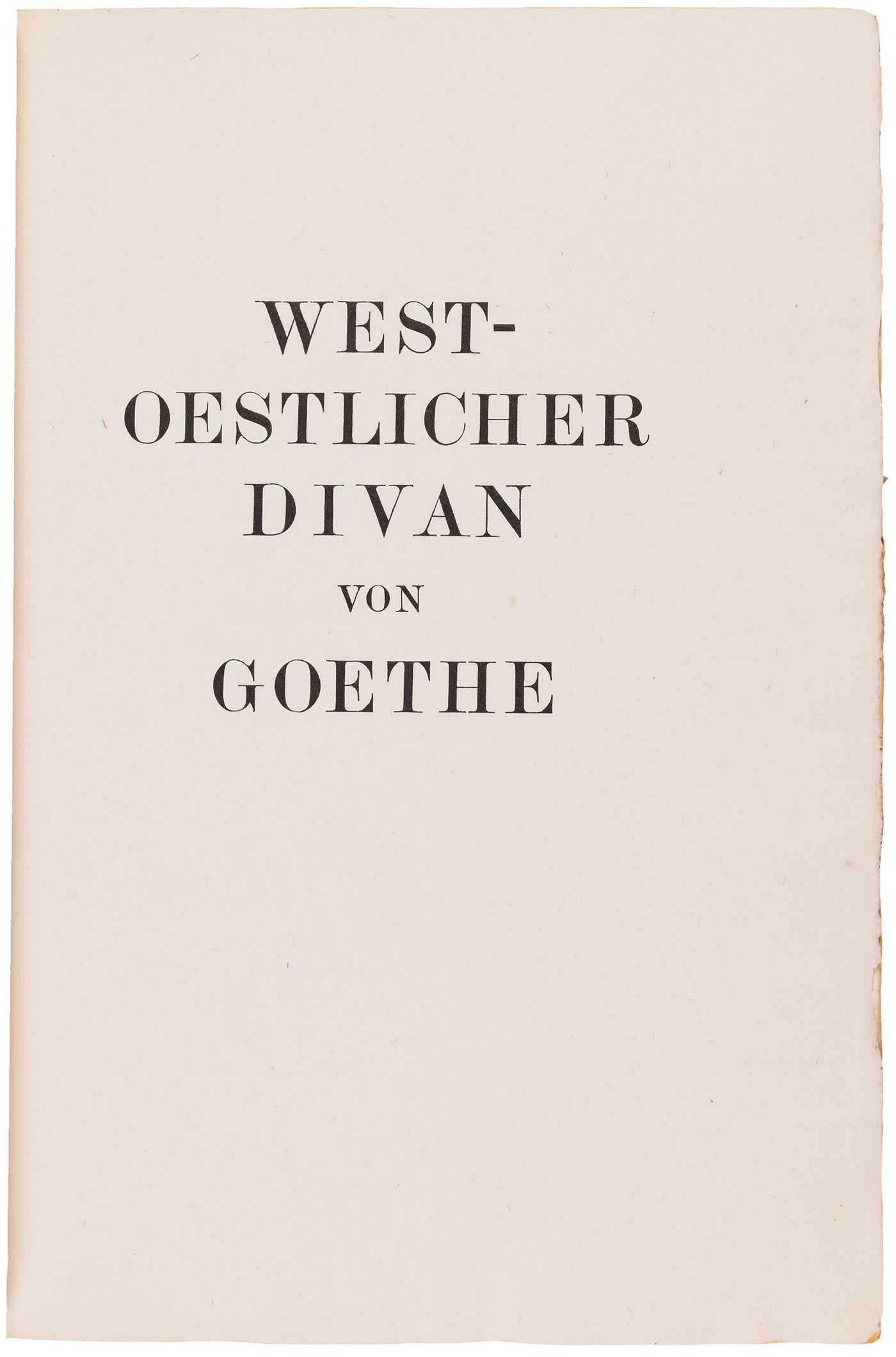 One of one hundred of the West-östlicher Divan, in a ravishing signed Carl Sonntag master binding