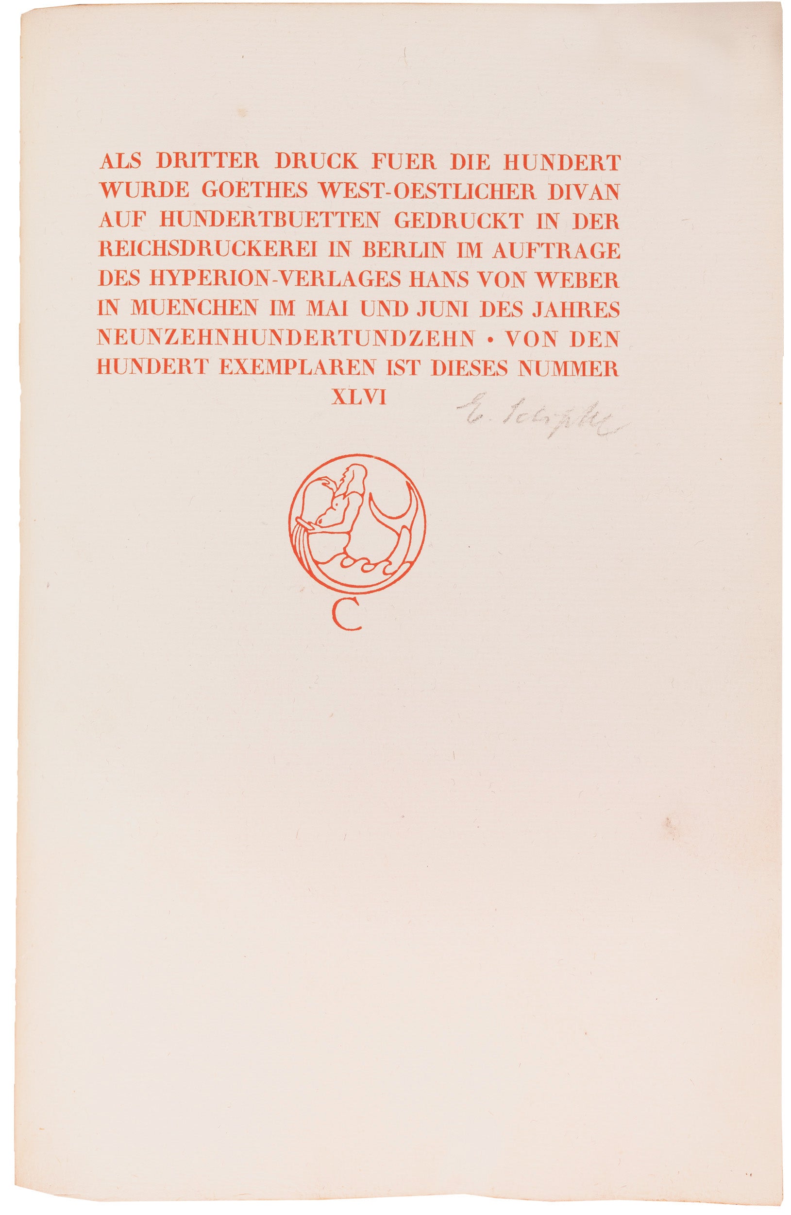 One of one hundred of the West-östlicher Divan, in a ravishing signed Carl Sonntag master binding