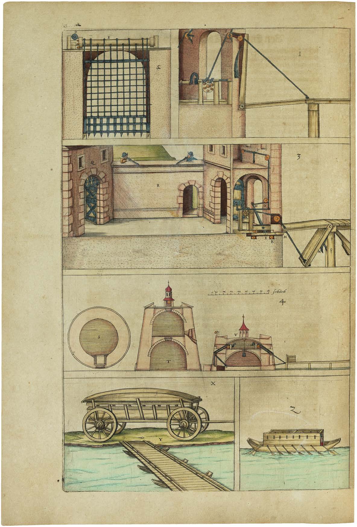 The Most Important German Treatise on Fortress Construction in a Unique Contemporary Hand-Coloured Copy