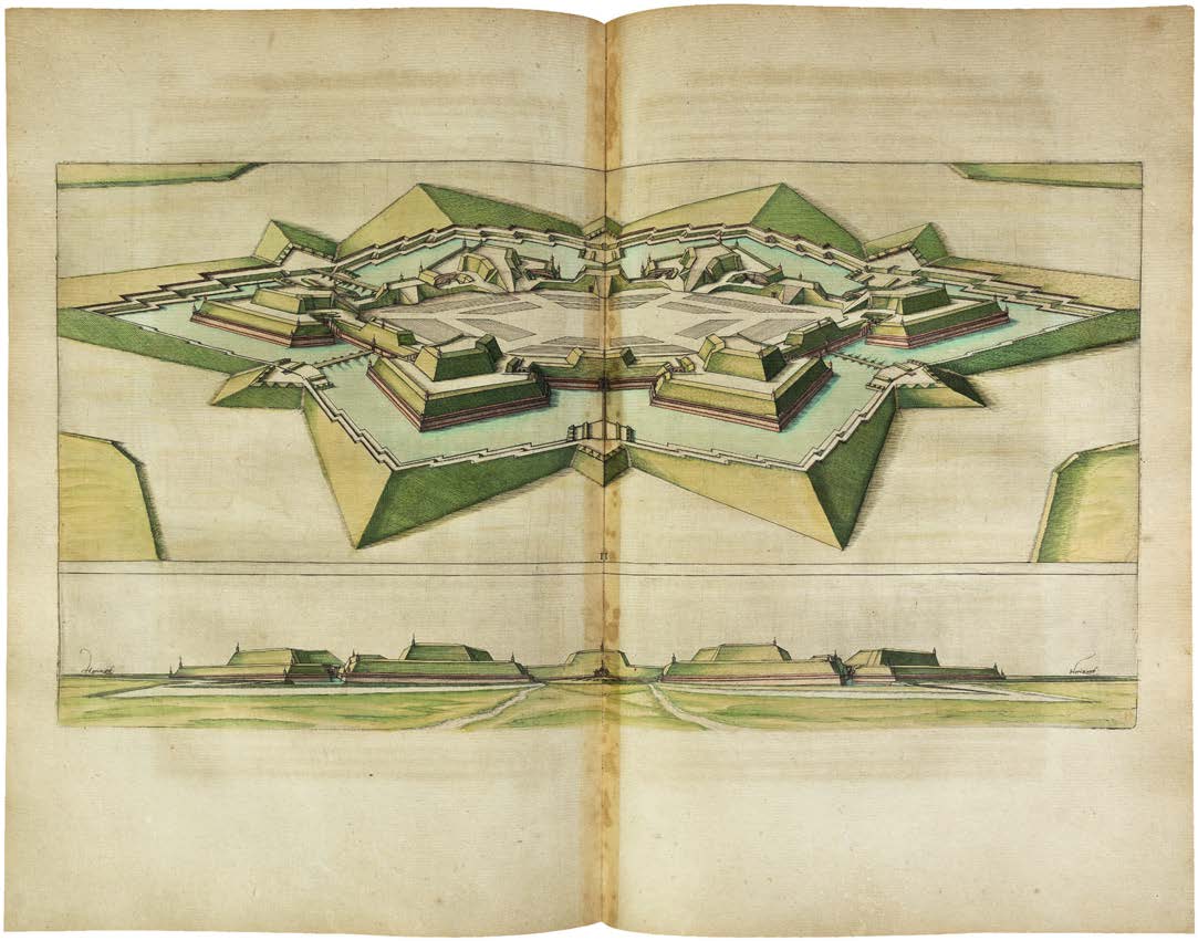 The Most Important German Treatise on Fortress Construction in a Unique Contemporary Hand-Coloured Copy
