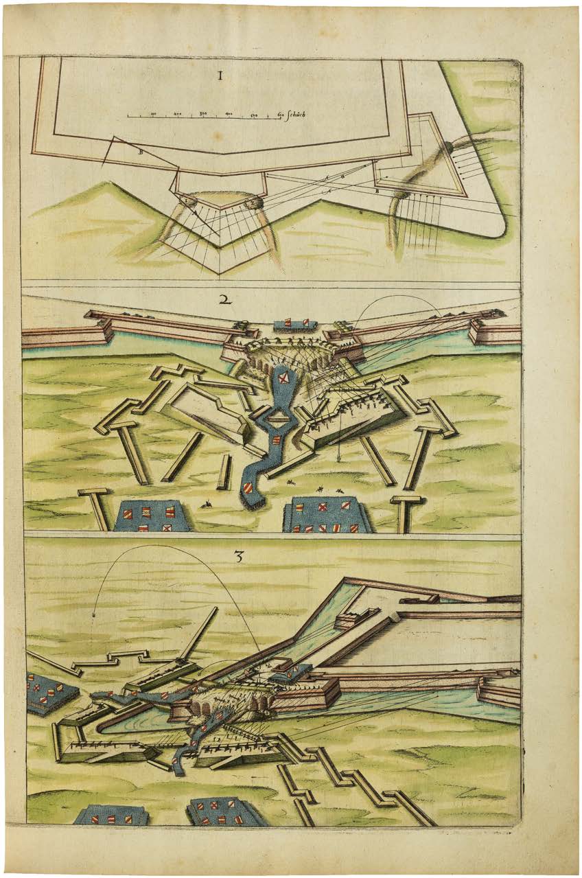 The Most Important German Treatise on Fortress Construction in a Unique Contemporary Hand-Coloured Copy