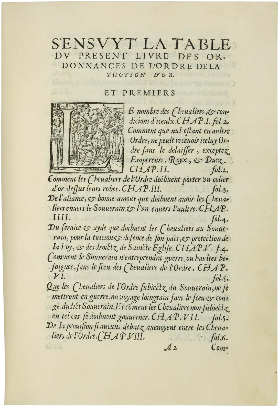 The First Printed Statutes of the Order of the Golden Fleece