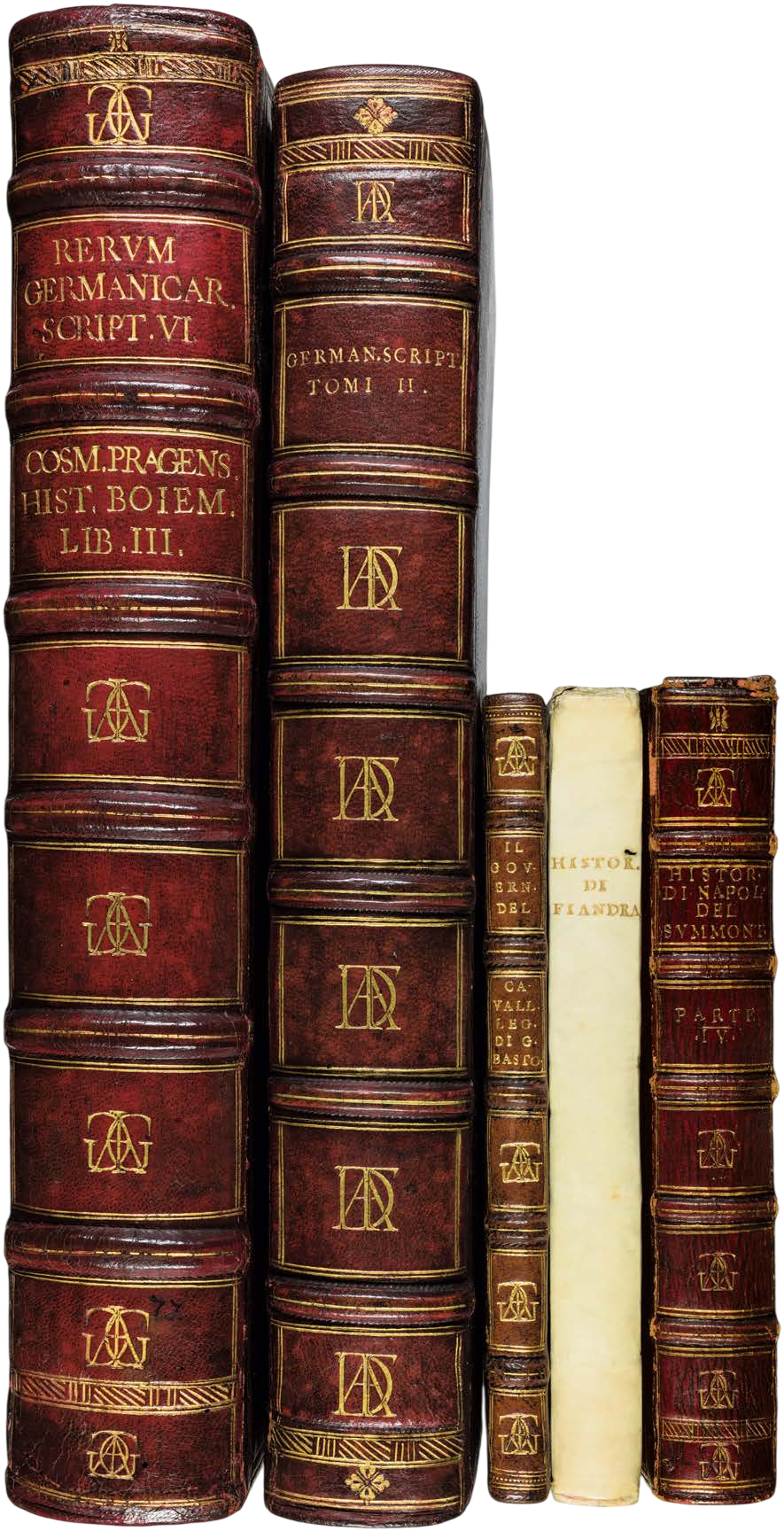 Five Bindings for Jacques-Auguste de Thou in Different Variations, Including Two Monumental Folios