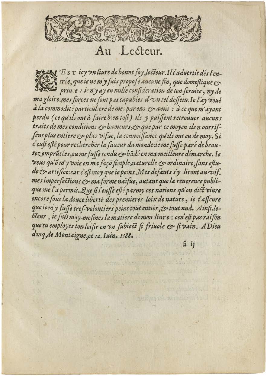 Montaigne’s Essais: The First Complete Edition of 1588 in an Elegant Bradel Binding