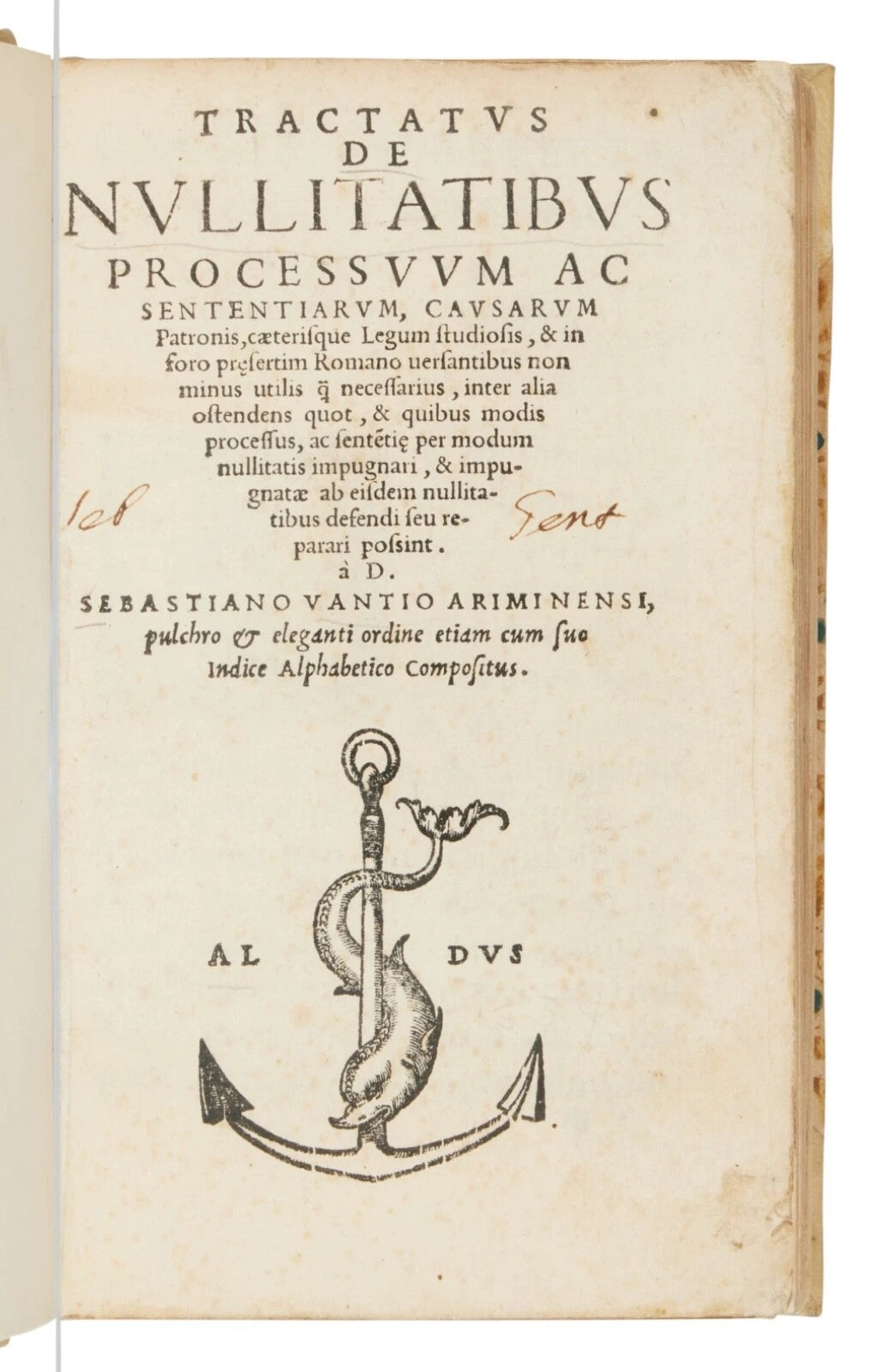 Sebastiano Vanzi’s Renaissance Legal Treatise — The First Aldine Edition, Annotated by a 16th-Century Lawyer