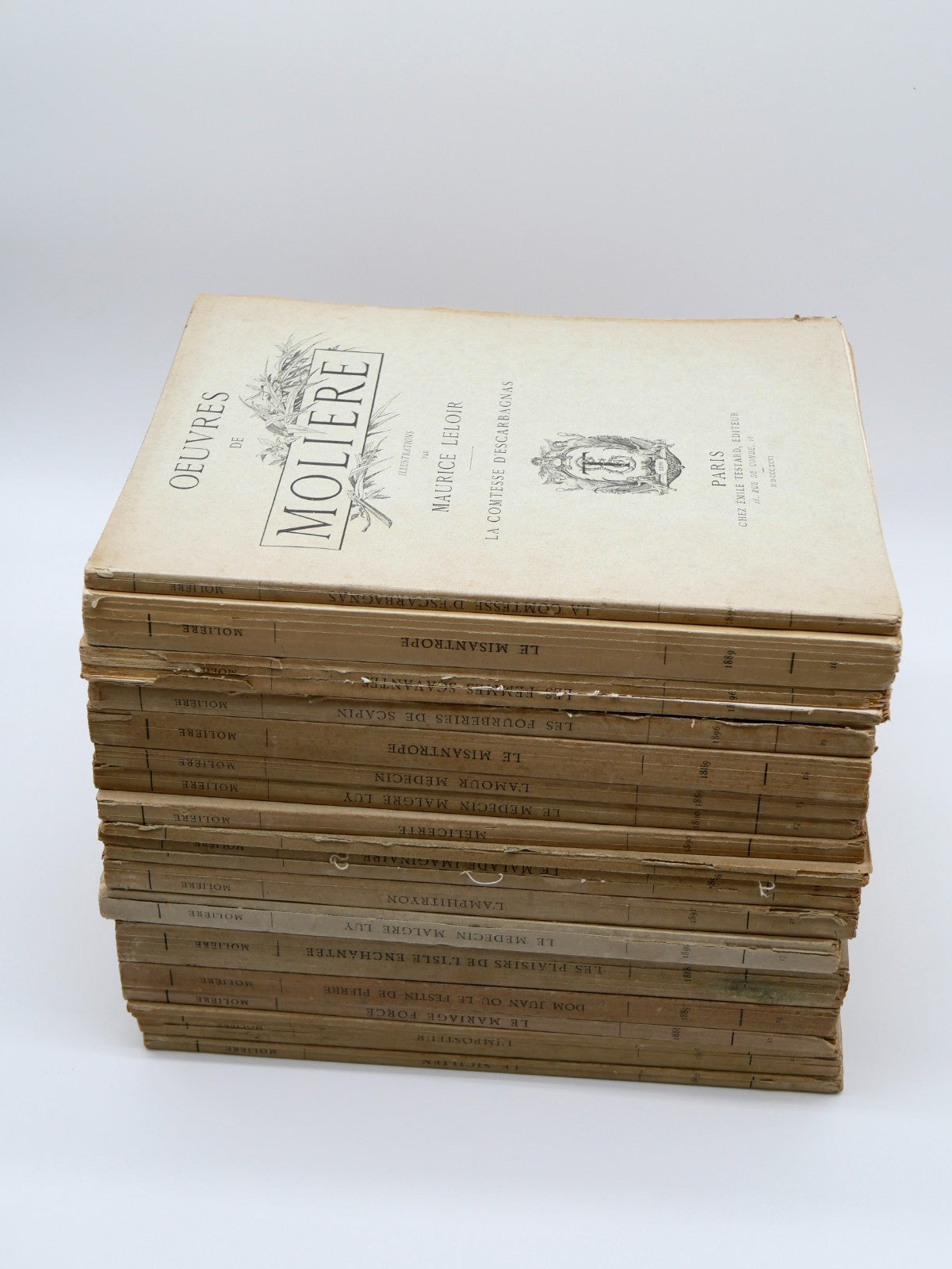 Molière, Œuvres, 16 Vols — Antique Illustrated French Deluxe Set
