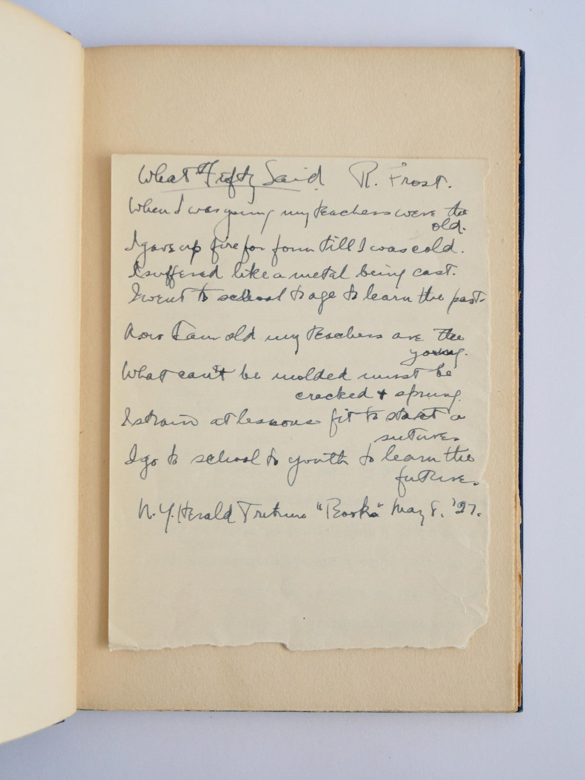 Robert Frost, A Boy's Will, 1915 — New York: Henry Holt, First American, Second Issue