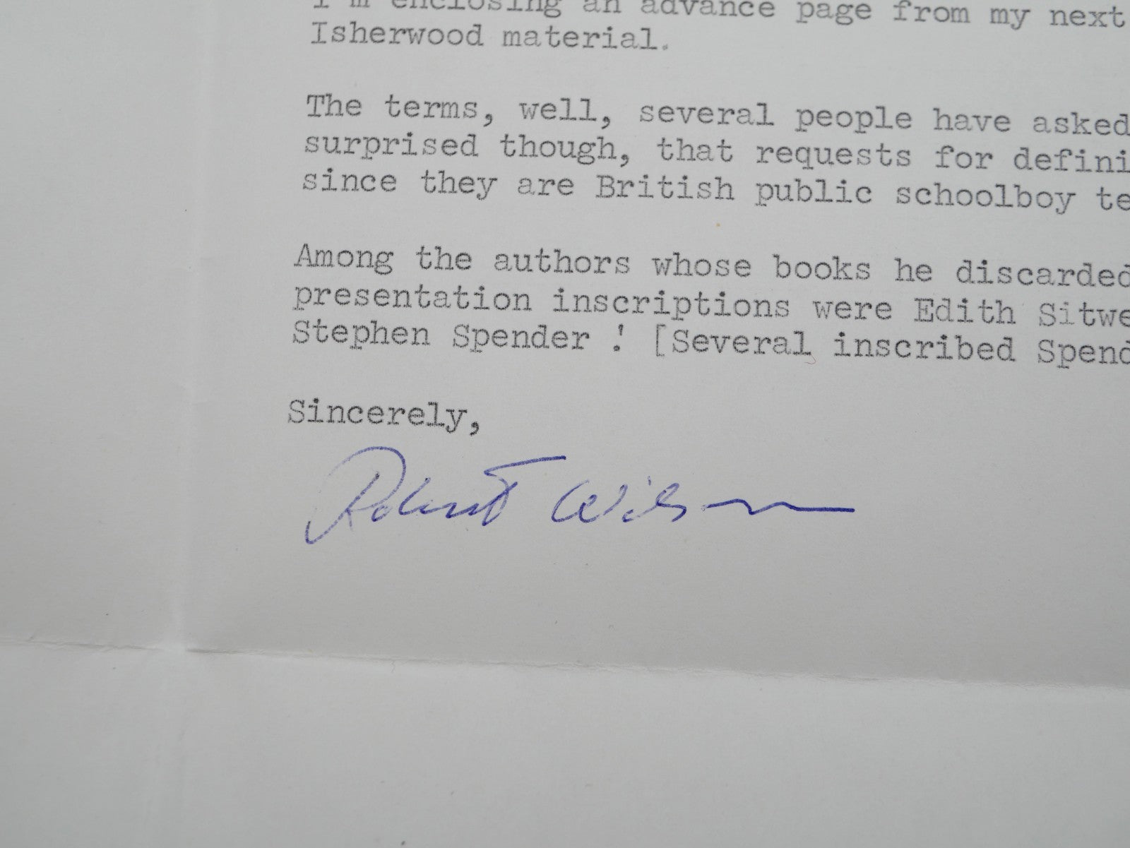 Auden's Library, 1975 — Robert A. Wilson, with Signed Letter to Auden (Critic Whitehead)