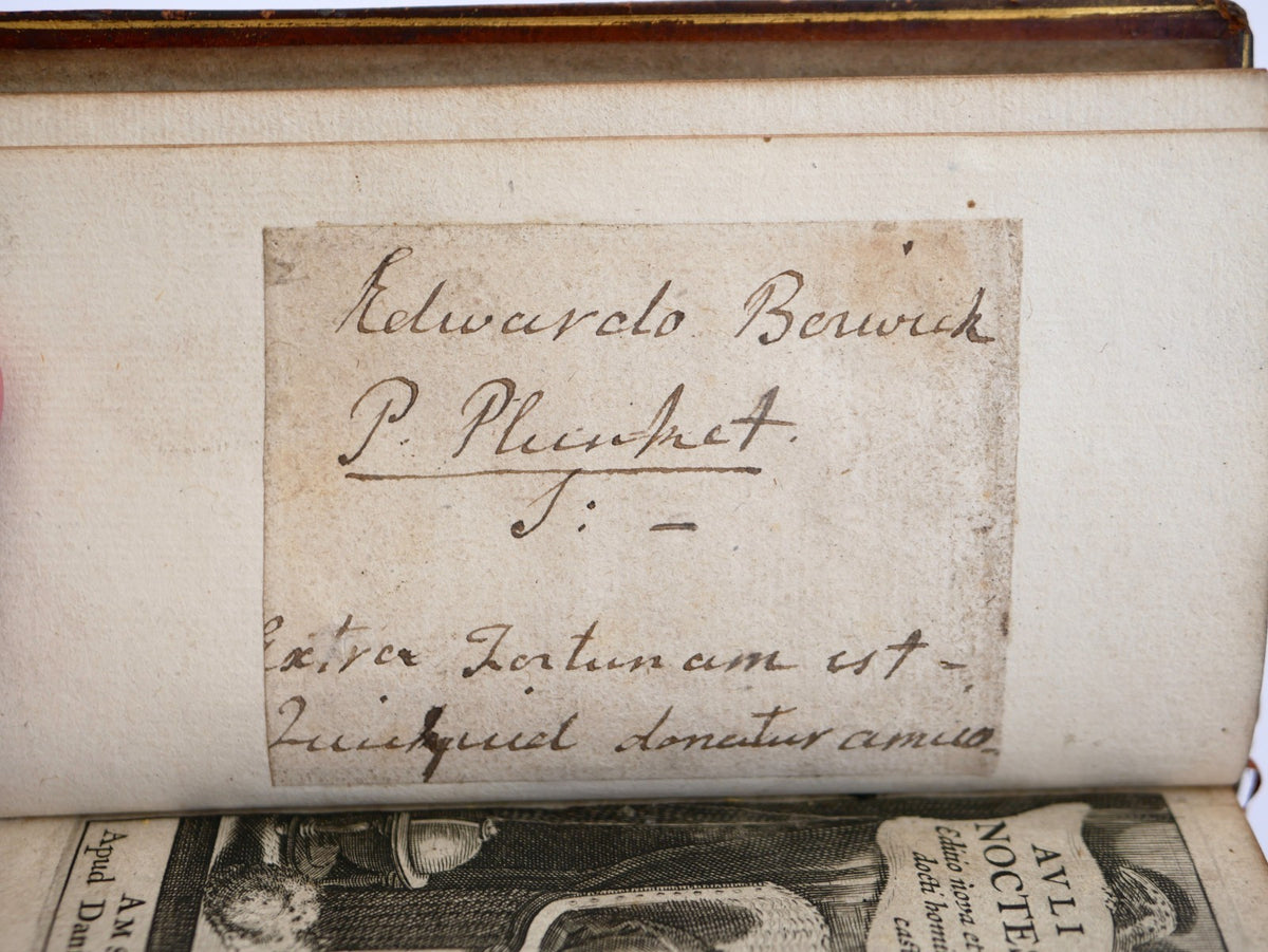 Noctes Atticae, Elzevir 1665 — manuscript ownership plate of Eduardo Berwick