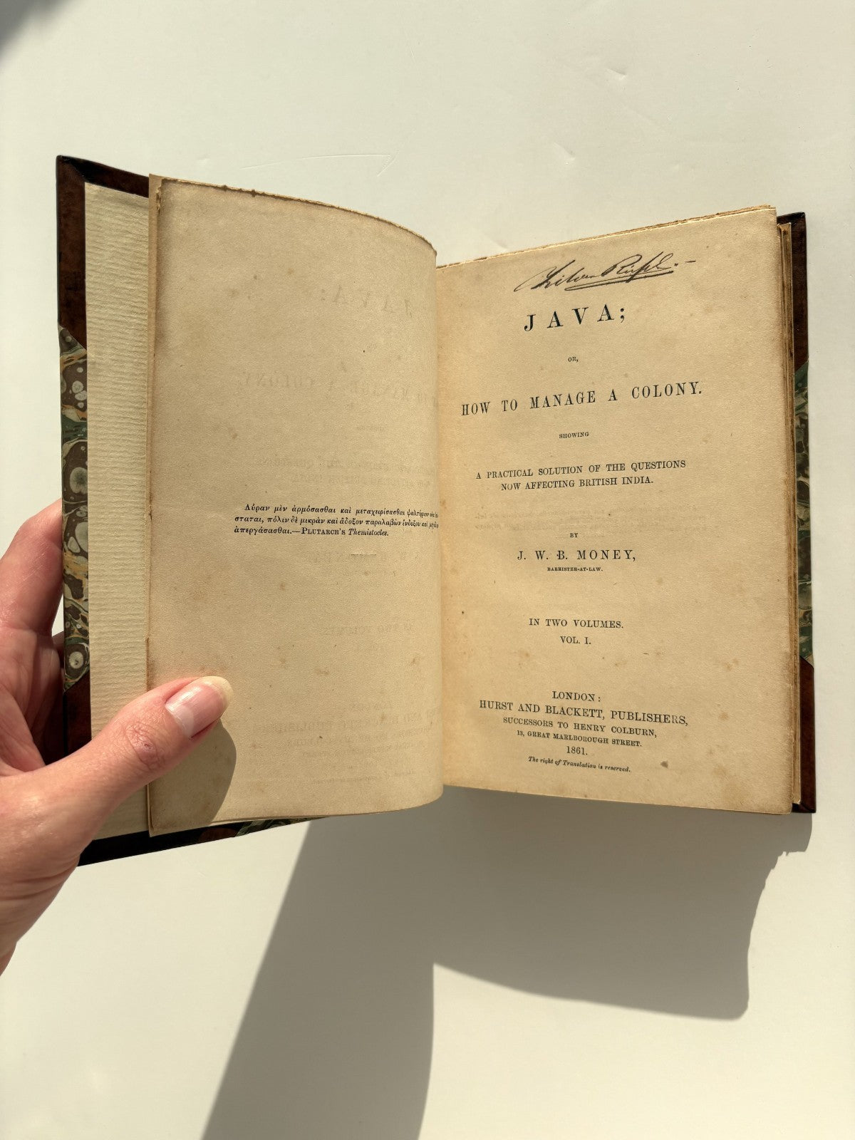 J. W. B. Money, Java; or, How to Manage a Colony, 1861 — First Edition, Finely Bound