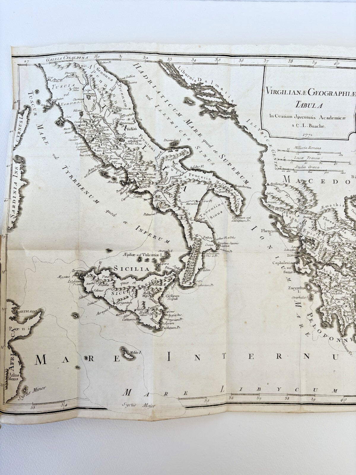 Helliez, Geography of Virgil, 1771 — First Edition, Fold-Out Map (Kallendorf Copy)