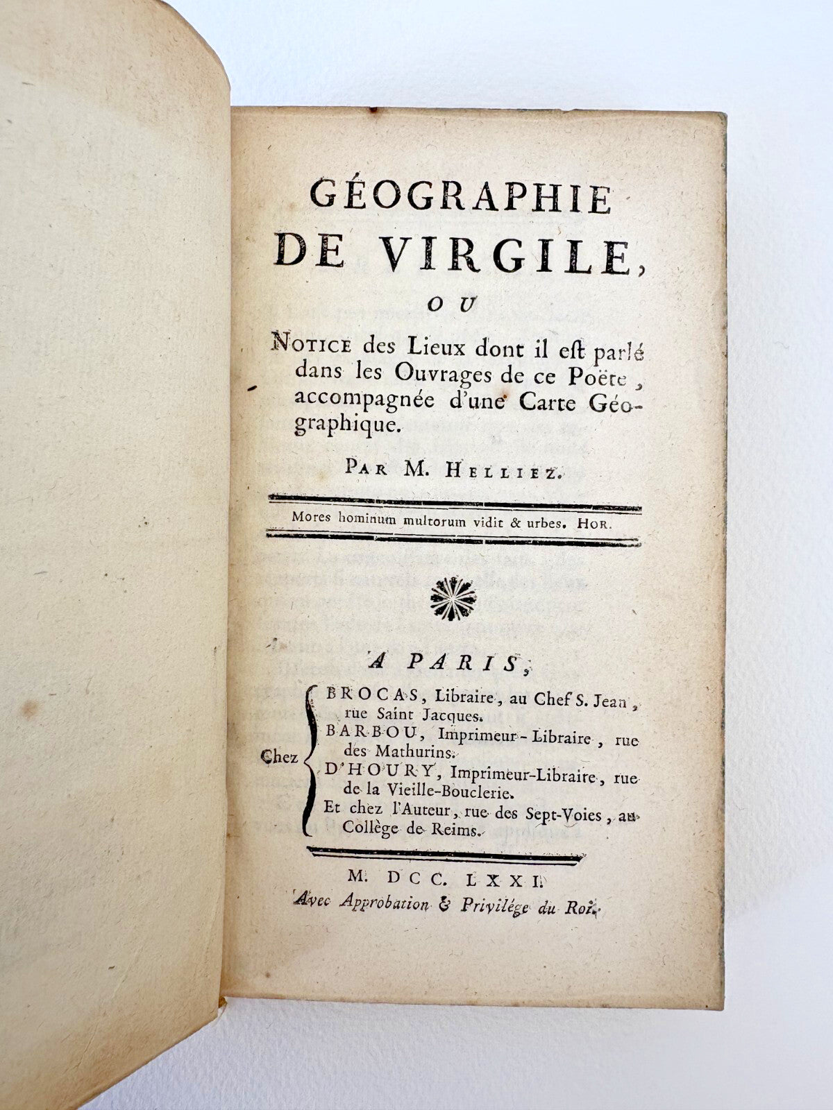 Helliez, Geography of Virgil, 1771 — First Edition, Fold-Out Map (Kallendorf Copy)