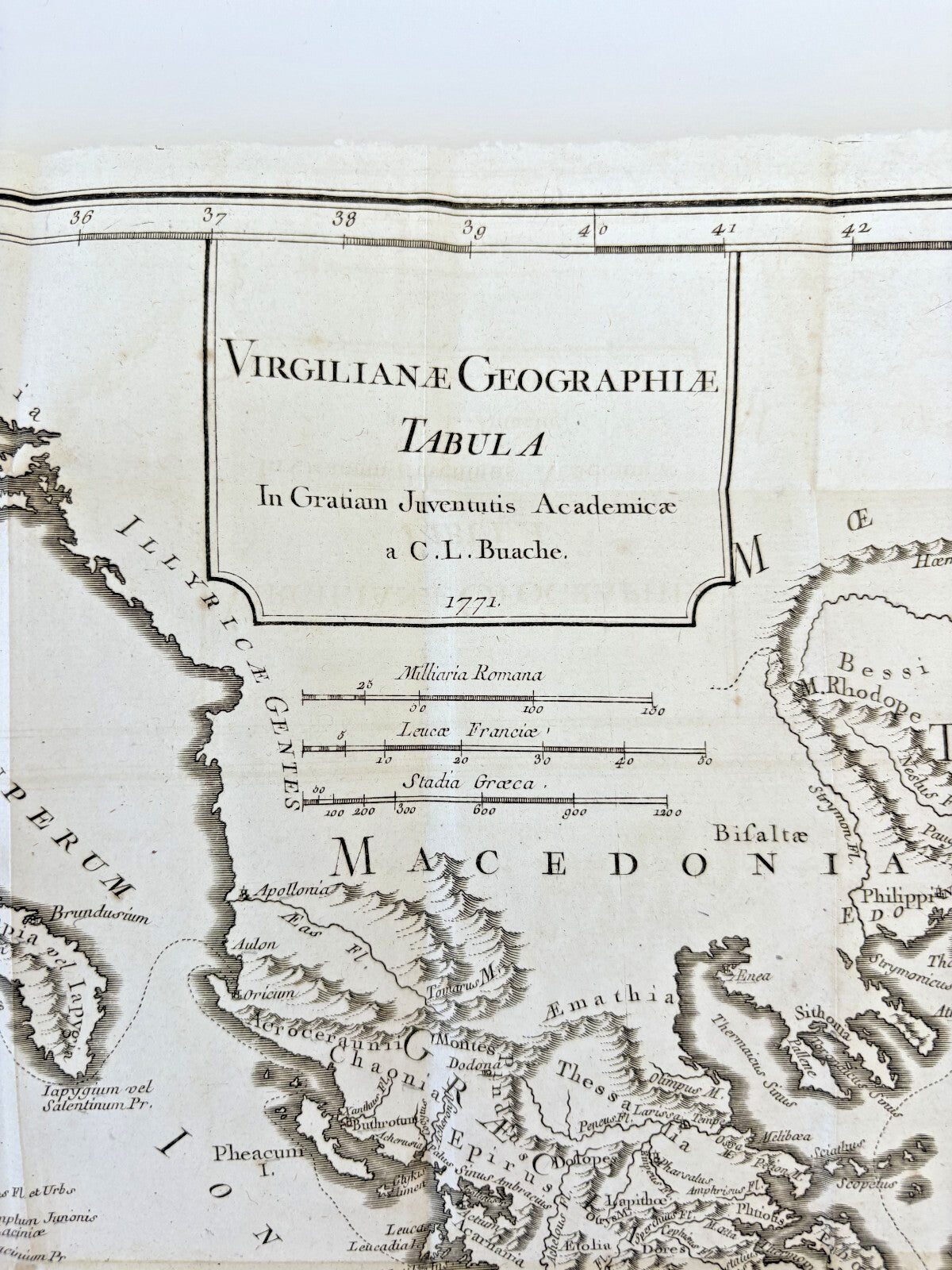 Helliez, Geography of Virgil, 1771 — First Edition, Fold-Out Map (Kallendorf Copy)