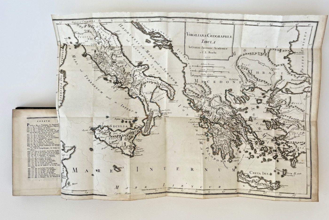 Helliez, Geography of Virgil, 1771 — First Edition, Fold-Out Map (Kallendorf Copy)