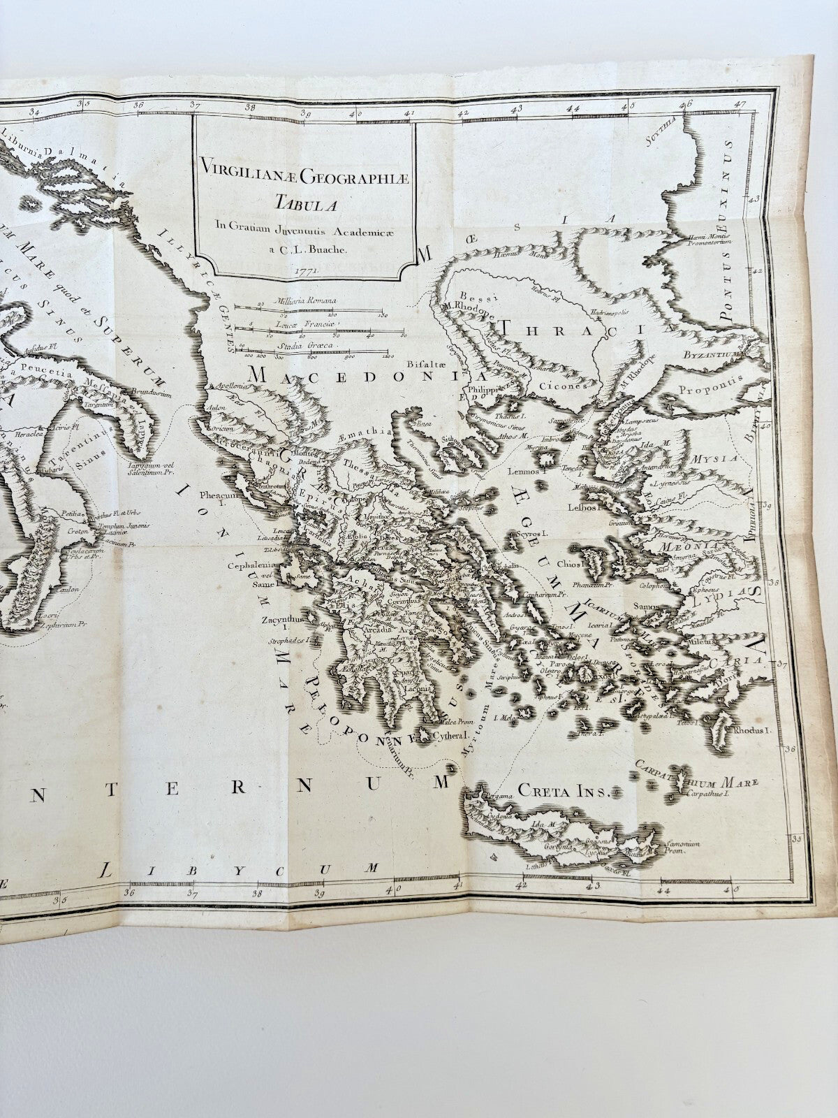 Helliez, Geography of Virgil, 1771 — First Edition, Fold-Out Map (Kallendorf Copy)