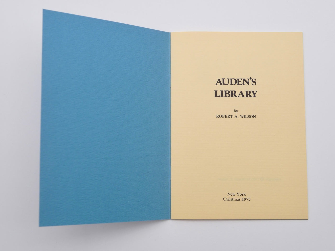 Auden's Library, 1975 — Robert A. Wilson, with Signed Letter to Auden (Critic Whitehead)