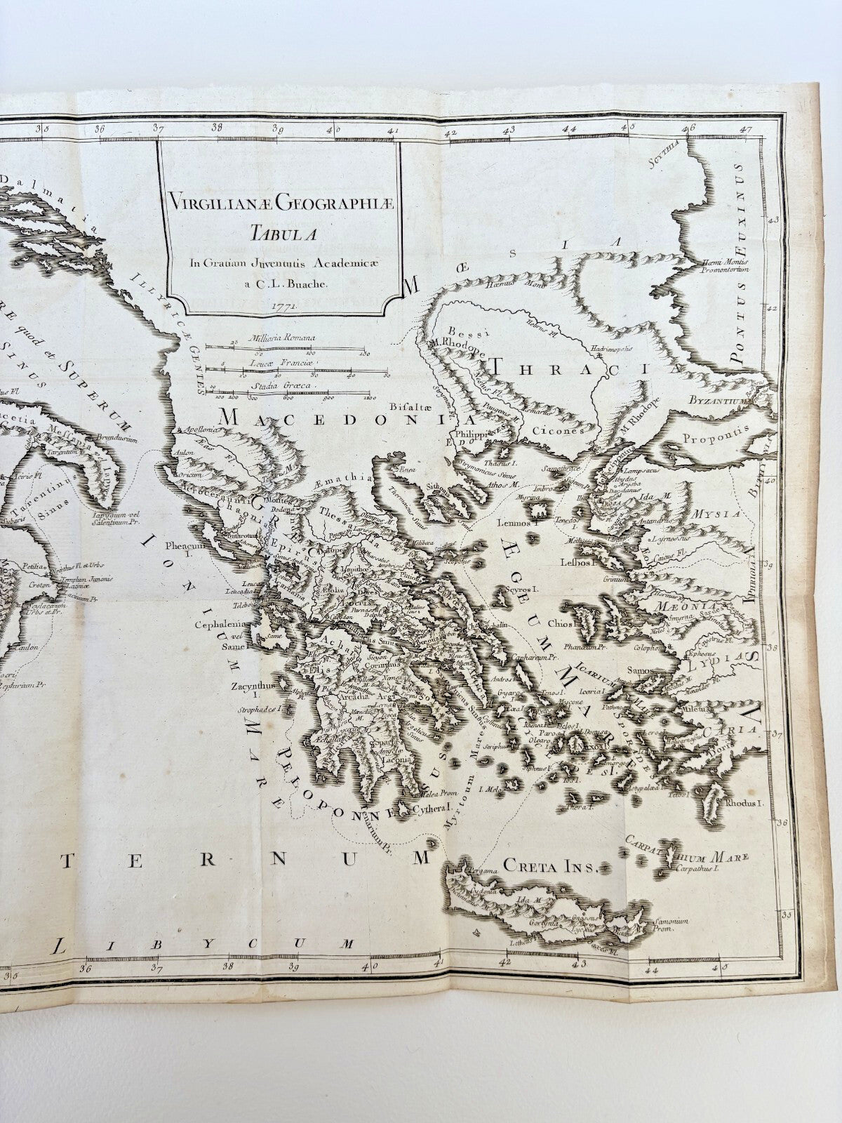 Helliez, Geography of Virgil, 1771 — First Edition, Fold-Out Map (Kallendorf Copy)