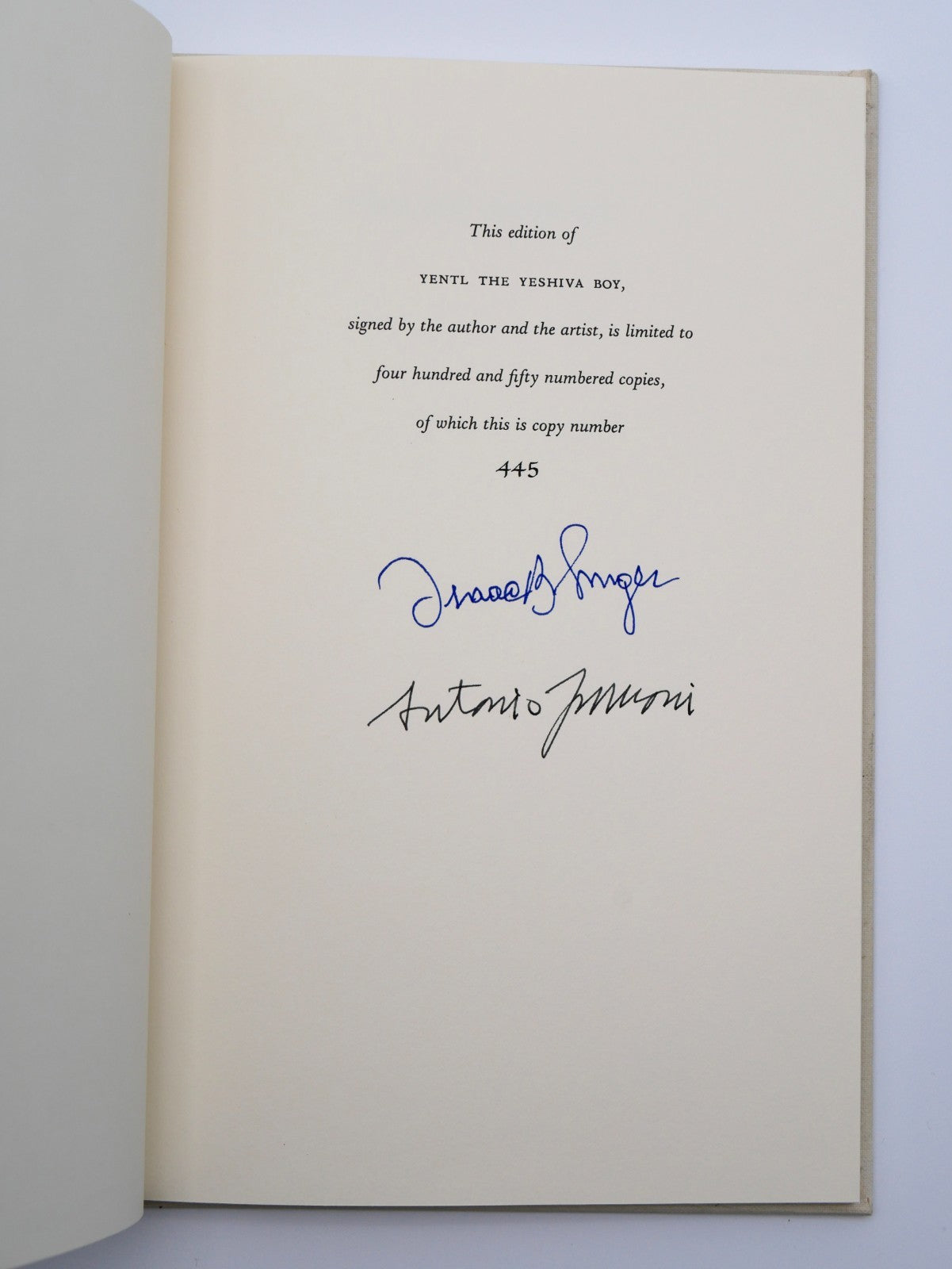 Isaac Bashevis Singer, Yentl the Yeshiva Boy, 1983 — Limited Signed Illustrated Edition