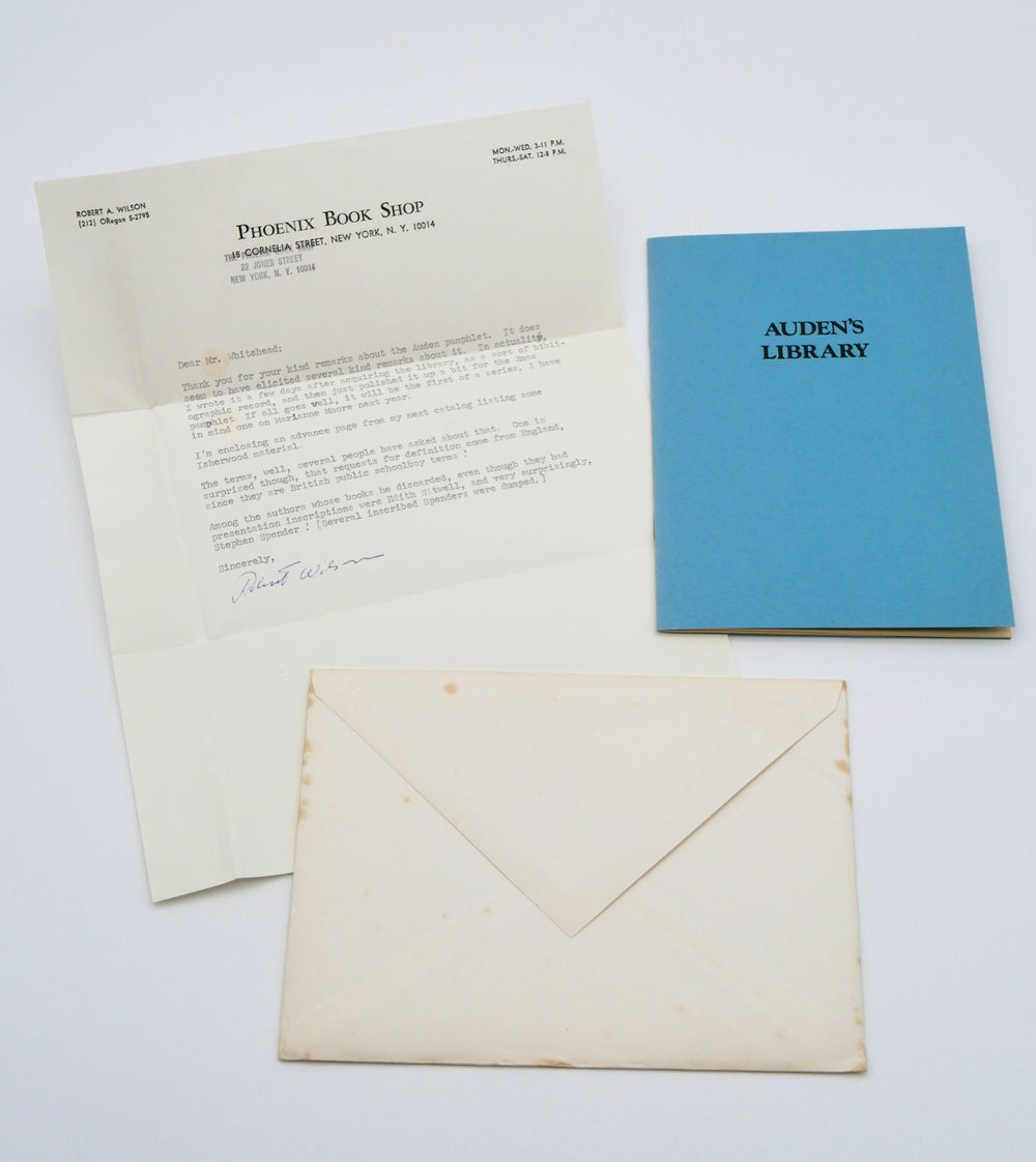 Auden's Library, 1975 — Robert A. Wilson, with Signed Letter to Auden (Critic Whitehead)