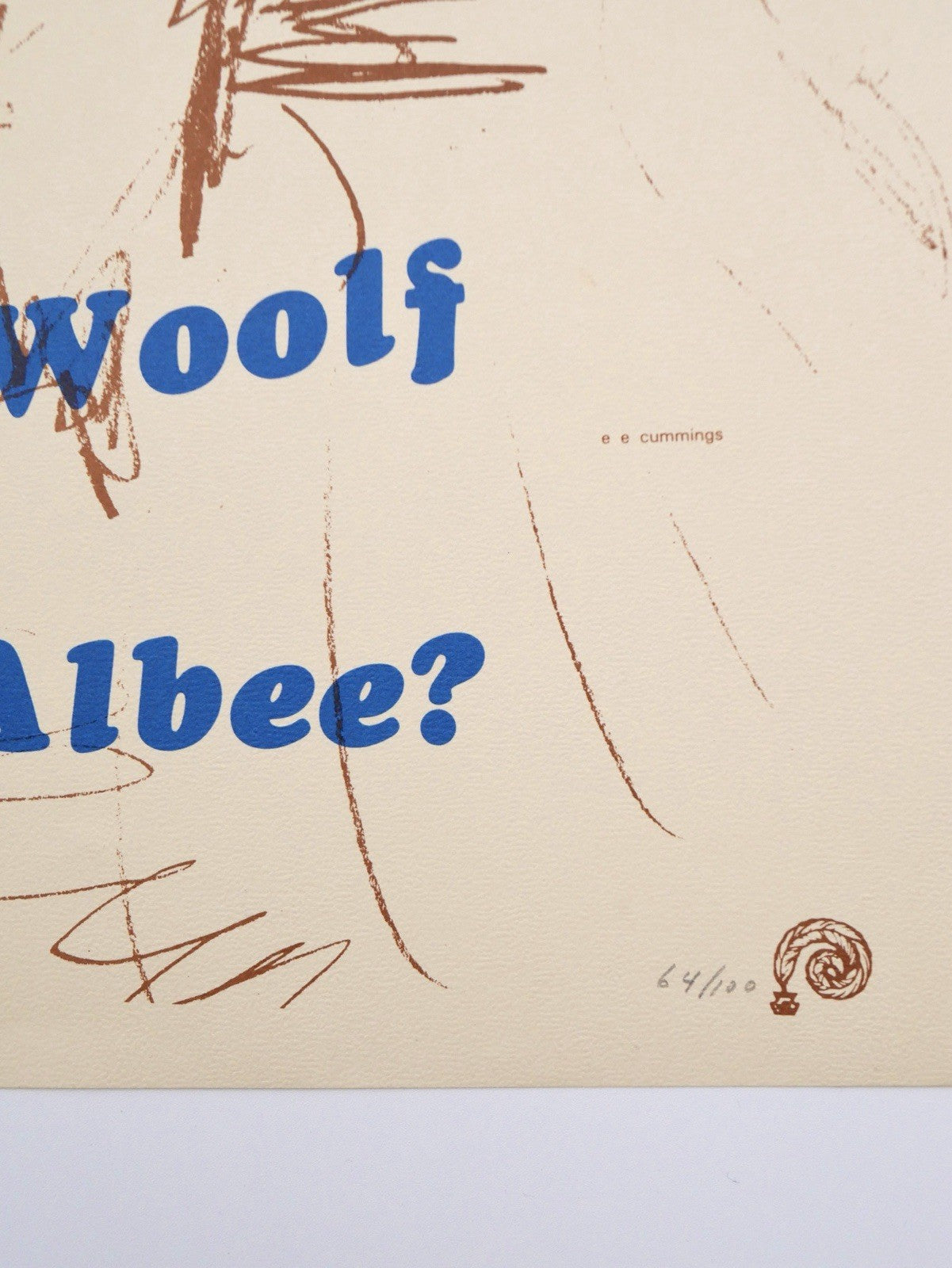 Edward Albee, Who's Afraid of Virginia Woolf — Signed Broadside, 1980, #64/100