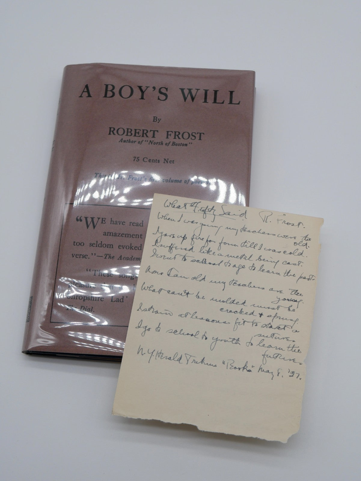 Robert Frost, A Boy's Will, 1915 — New York: Henry Holt, First American, Second Issue
