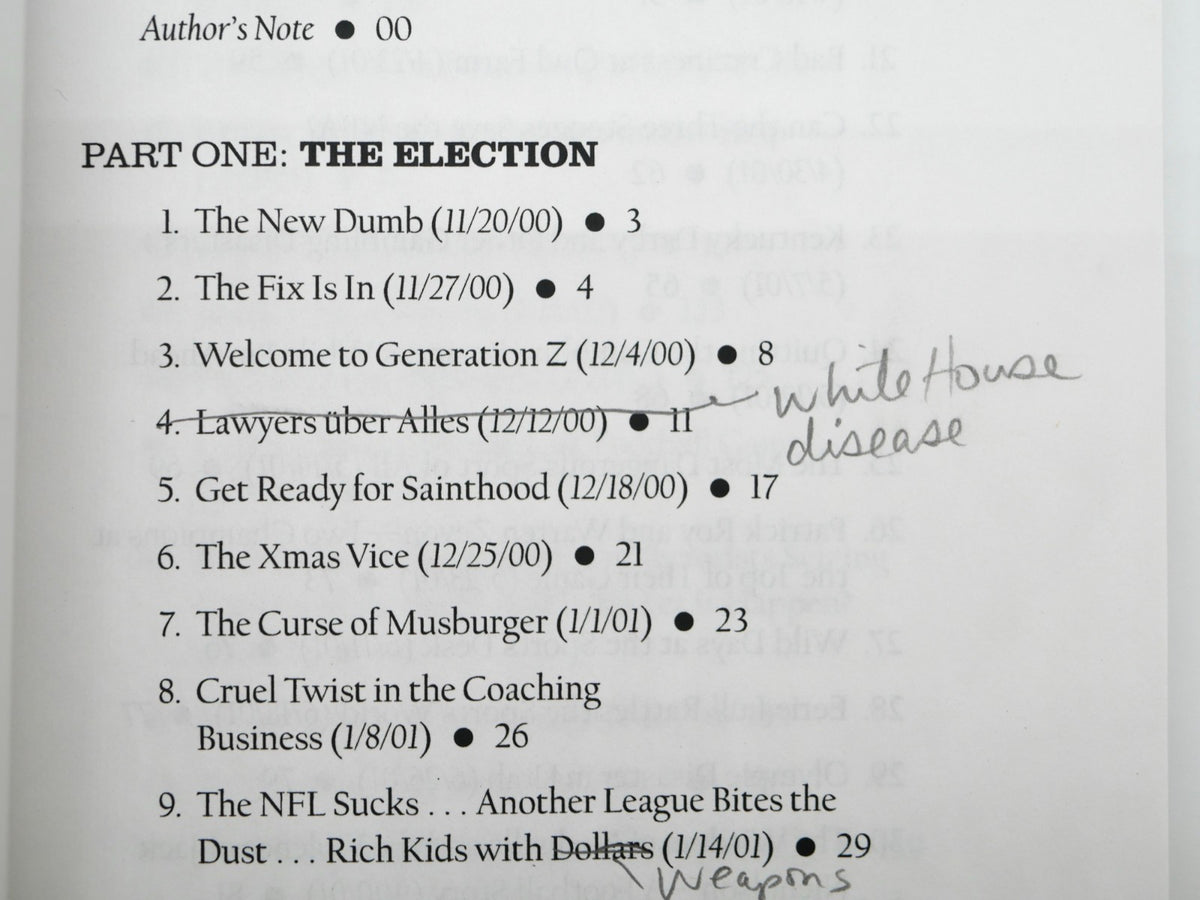 Detail of the pencil revisions on contents p. ix