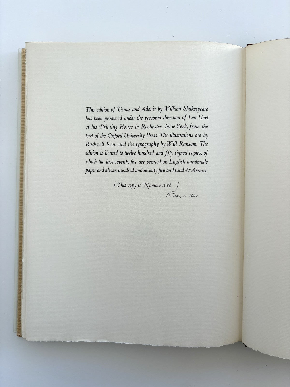 Shakespeare, Venus and Adonis — Rockwell Kent, 1931 — Signed Limited Edition