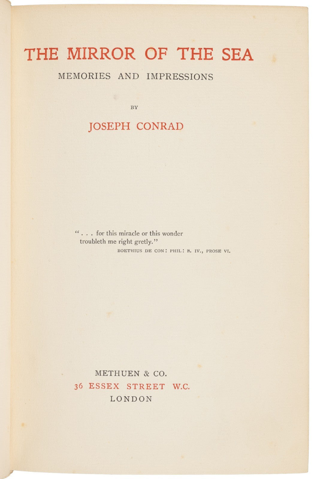 Joseph Conrad, The Mirror of the Sea, 1906 — First Edition, Methuen, London