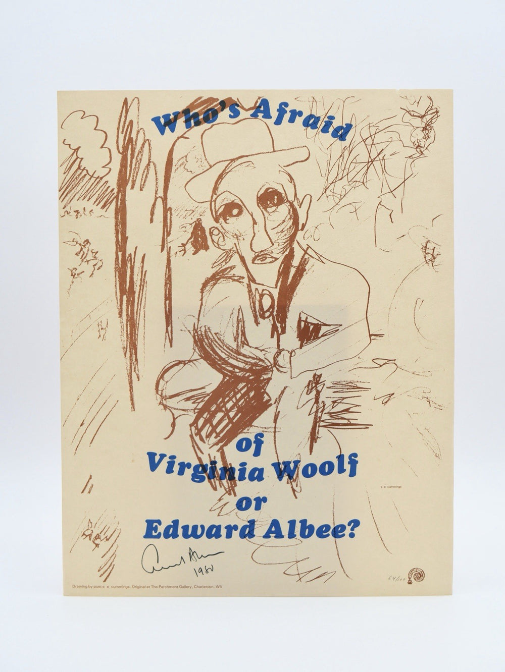 Edward Albee, Who's Afraid of Virginia Woolf — Signed Broadside, 1980, #64/100