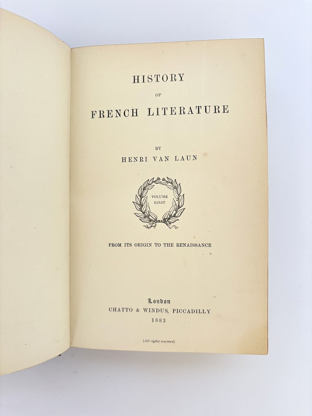 Van Laun, History of French Literature, 1883 — 3 Vols in Bayntun Fine Binding
